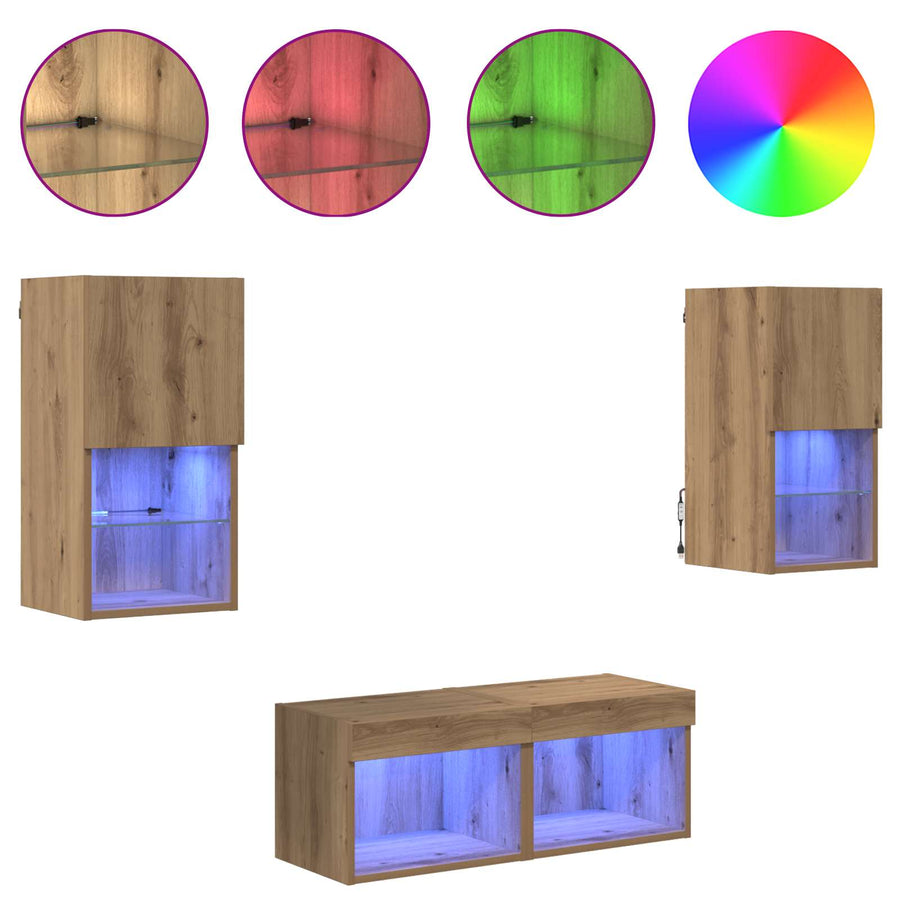 TV Wandkasten 4 pcs Artisan Eiken 30,5 x 30 x 60 cm