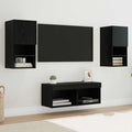 TV Wandkasten Wandgemonteerd 4 pcs Zwart Eiken Bewerkt hout