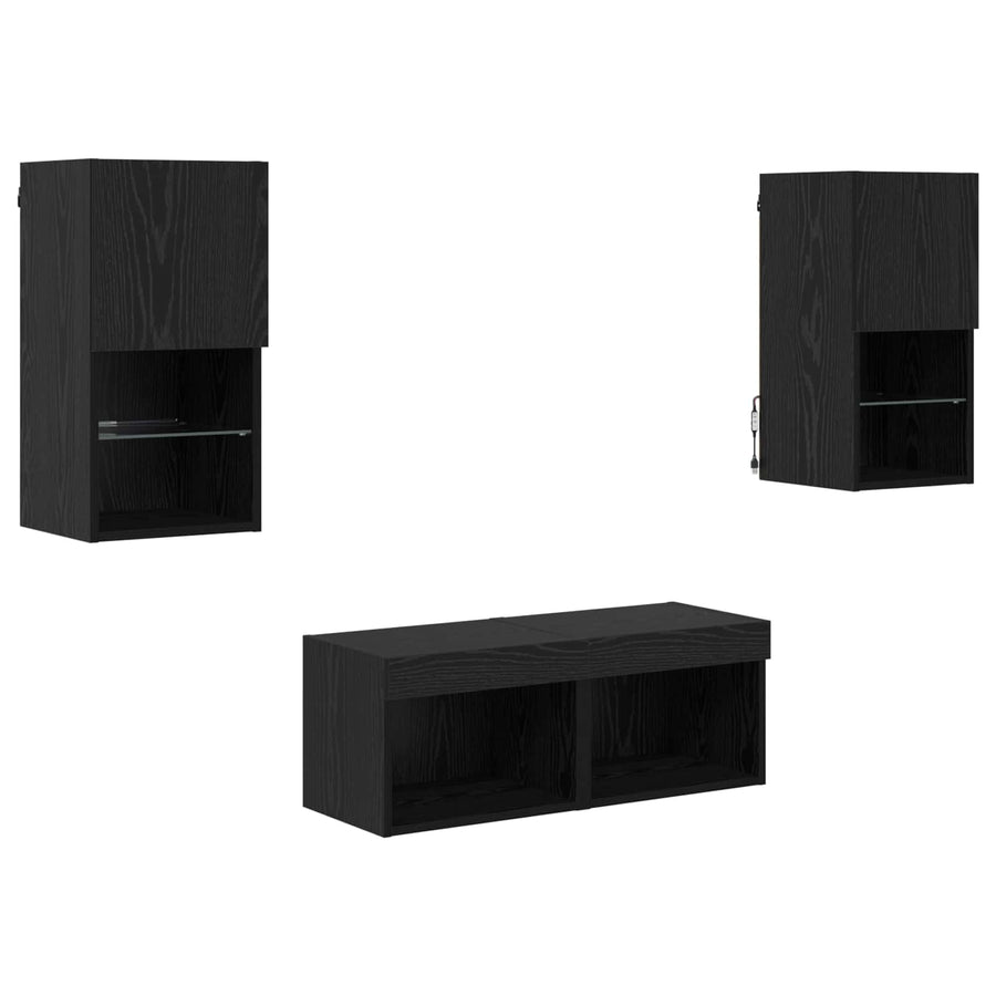 TV Wandkasten 4 pcs Zwart Eiken 30,5 x 30 x 60 cm Bewerkt hout