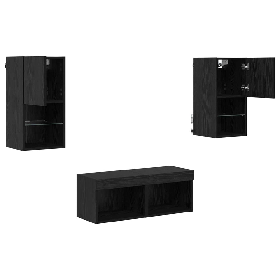 TV Wandkasten 4 pcs Zwart Eiken 30,5 x 30 x 60 cm Bewerkt hout