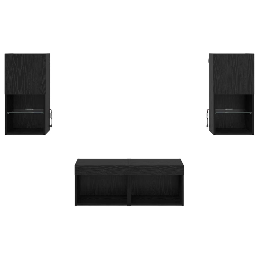 TV Wandkasten 4 pcs Zwart Eiken 30,5 x 30 x 60 cm Bewerkt hout