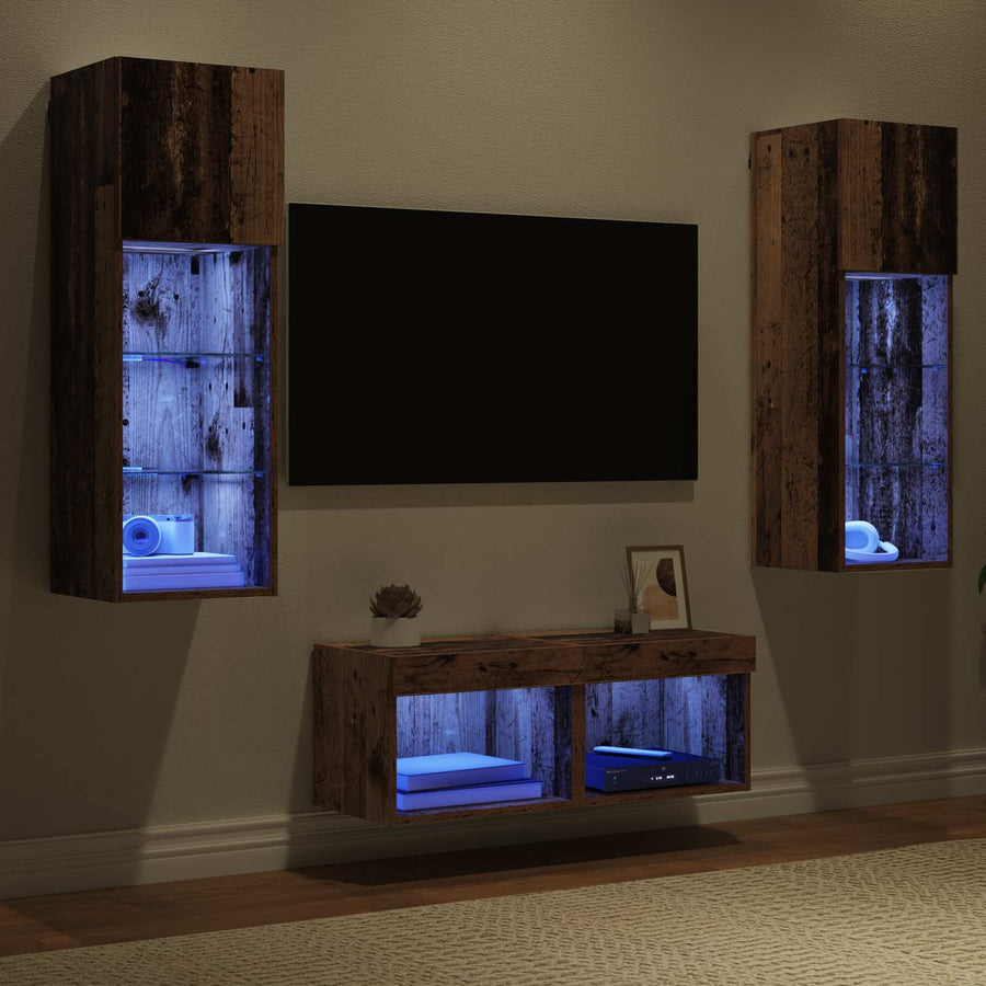 TV Wandkasten 4 pcs Artisan Eiken 40 x 30 x 30 cm Bewerkt hout