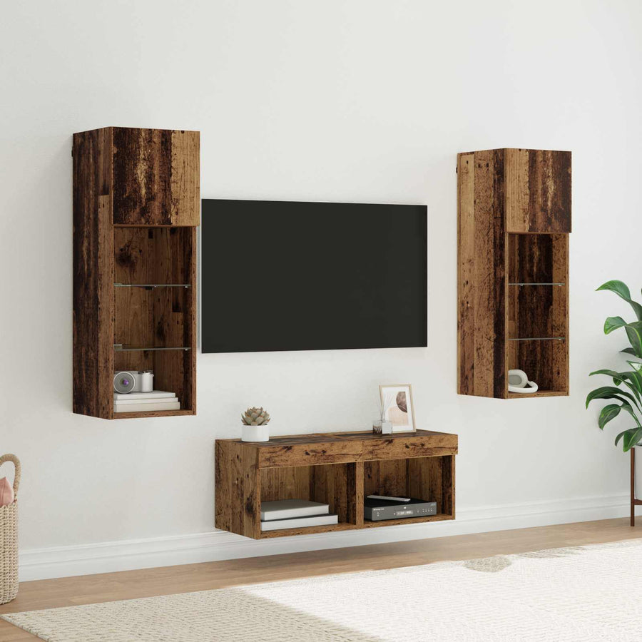 TV Wandkasten 4 pcs Artisan Eiken 40 x 30 x 30 cm Bewerkt hout