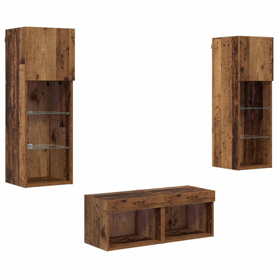 TV Wandkasten 4 pcs Artisan Eiken 40 x 30 x 30 cm Bewerkt hout