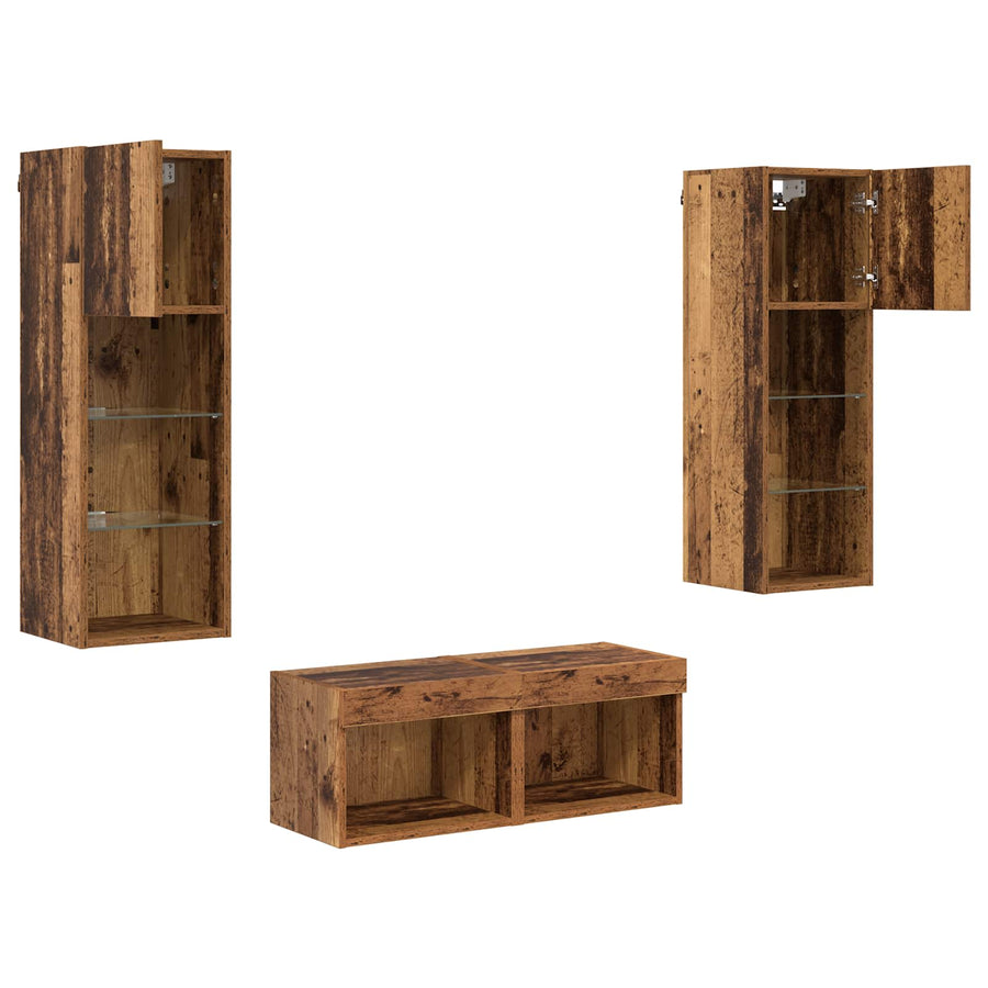 TV Wandkasten 4 pcs Artisan Eiken 40 x 30 x 30 cm Bewerkt hout