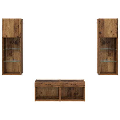 TV Wandkasten 4 pcs Artisan Eiken 40 x 30 x 30 cm Bewerkt hout