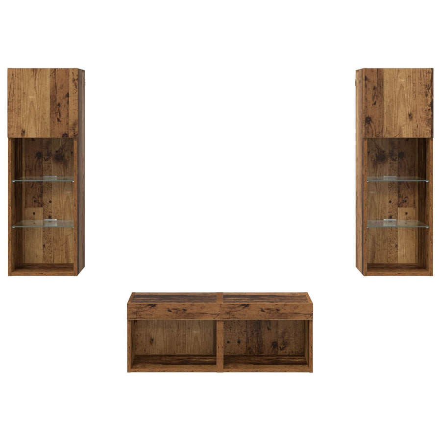 TV Wandkasten 4 pcs Artisan Eiken 40 x 30 x 30 cm Bewerkt hout