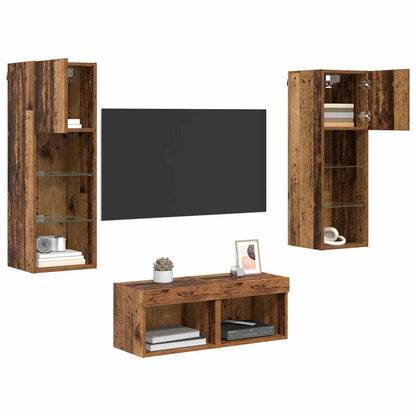 TV Wandkasten 4 pcs Artisan Eiken 40 x 30 x 30 cm Bewerkt hout