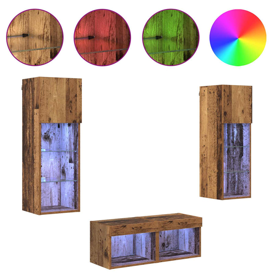 TV Wandkasten 4 pcs Artisan Eiken 40 x 30 x 30 cm Bewerkt hout