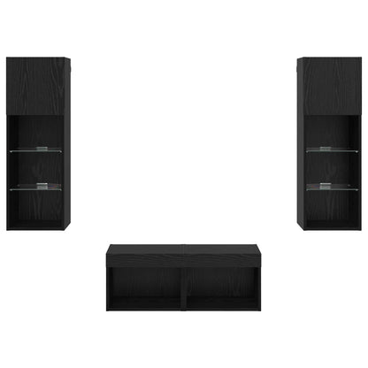 TV Wandkasten 4 pcs Zwart Eiken 40 x 30 x 30 cm Bewerkt hout