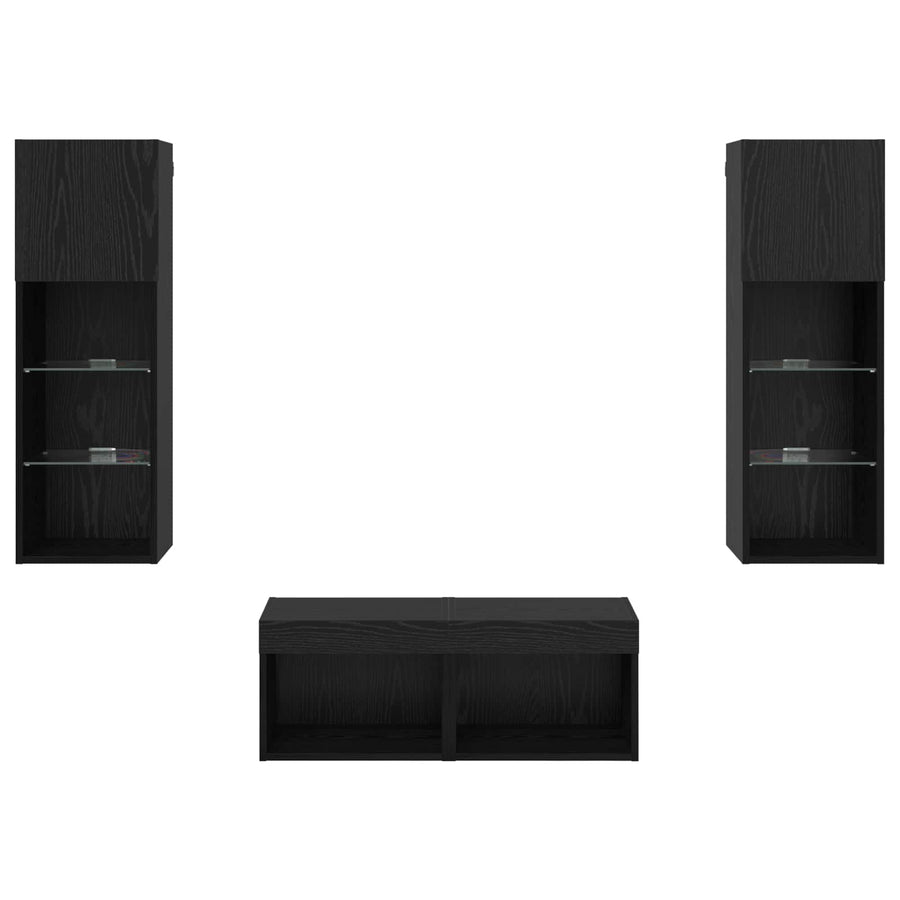 TV Wandkasten 4 pcs Zwart Eiken 40 x 30 x 30 cm Bewerkt hout