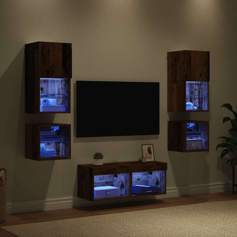 TV Wandmeubels 8 pcs Oudhout Bewerkt hout