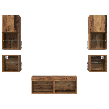 TV Wandmeubels 8 pcs Oudhout Bewerkt hout