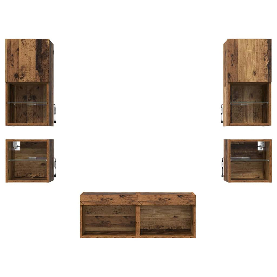 TV Wandmeubels 8 pcs Oudhout Bewerkt hout