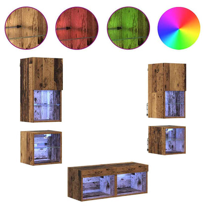 TV Wandmeubels 8 pcs Oudhout Bewerkt hout