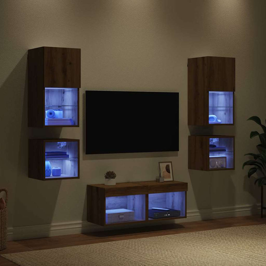 TV Wandmeubels 8 pcs Artisan Eiken Bewerkt hout
