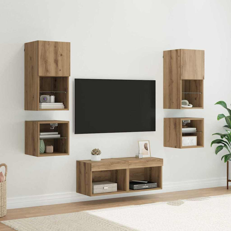 TV Wandmeubels 8 pcs Artisan Eiken Bewerkt hout