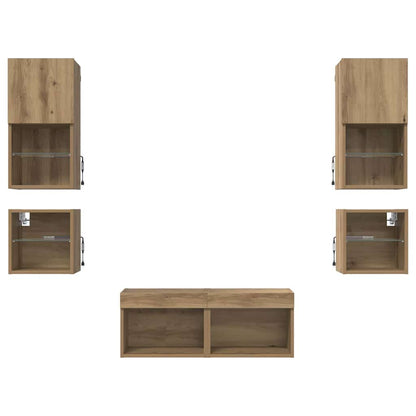 TV Wandmeubels 8 pcs Artisan Eiken Bewerkt hout
