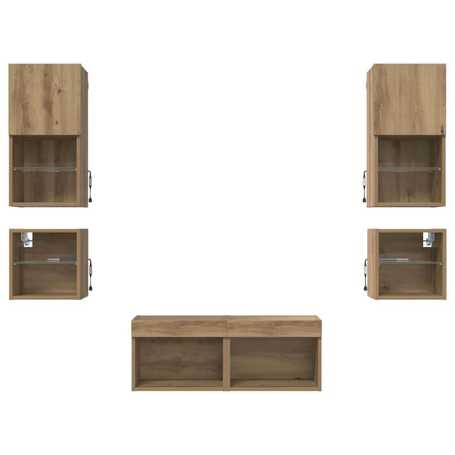 TV Wandmeubels 8 pcs Artisan Eiken Bewerkt hout