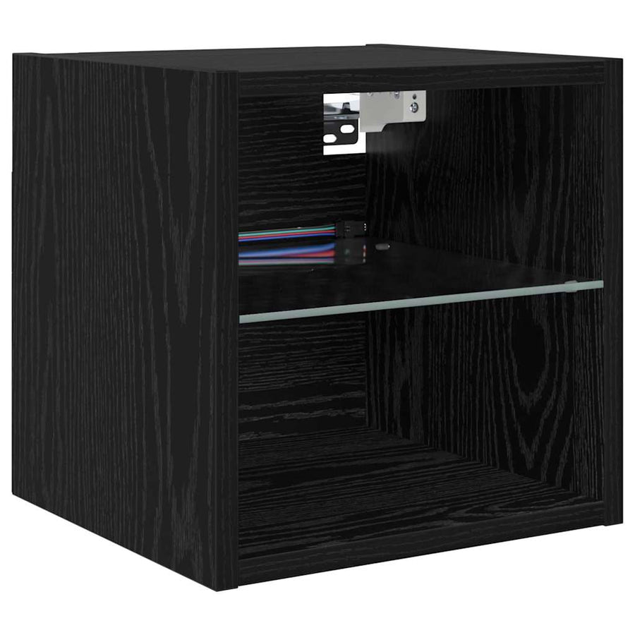 TV Wand Eenheden met LED 8 pcs Zwart Eiken Bewerkt hout