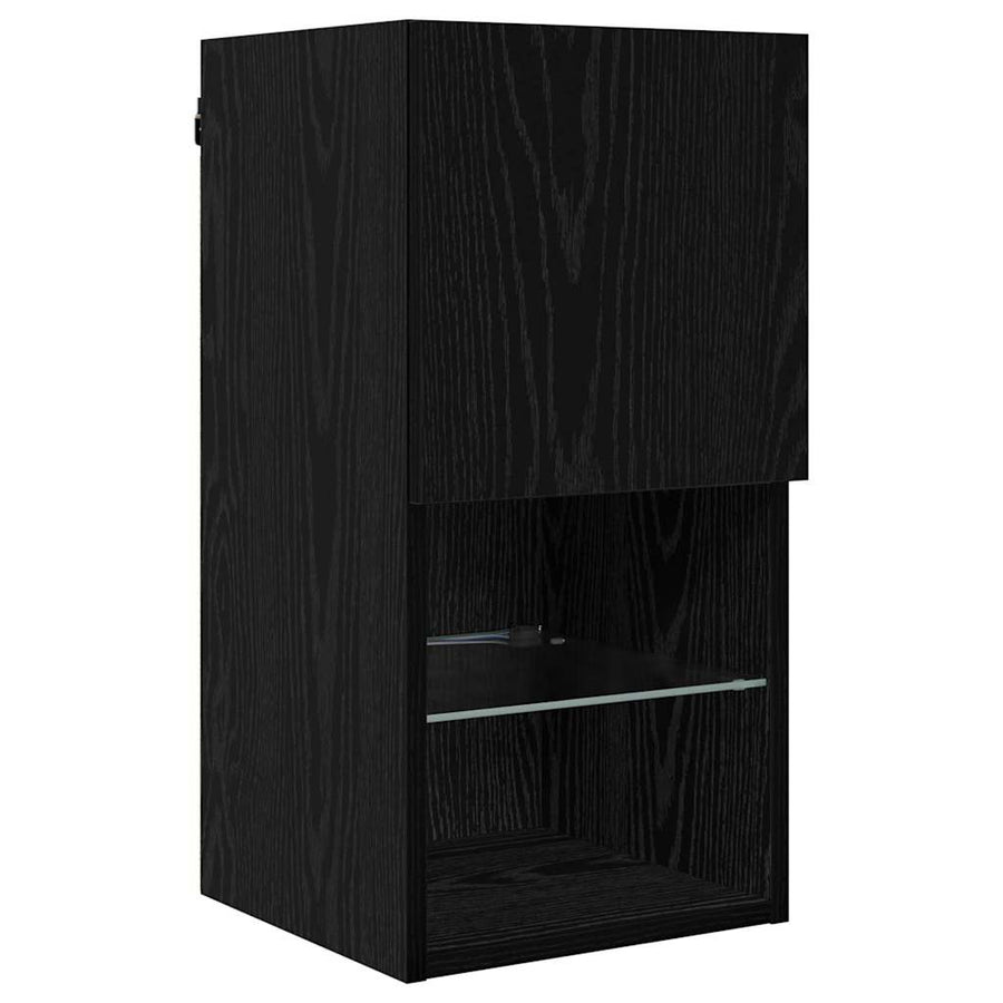 TV Wand Eenheden met LED 8 pcs Zwart Eiken Bewerkt hout