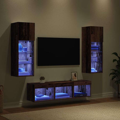 TV Wandmeubels 5 pcs Zwart Eiken 60 x 30 x 30 cm Bewerkt hout