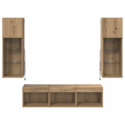 TV Wandmeubels 5 pcs Zwart Eiken 60 x 30 x 30 cm Bewerkt hout