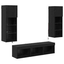 TV Wandmeubels 5 pcs Zwart Eiken 60 x 30 x 30 cm Bewerkt hout