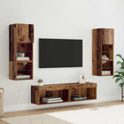 Tv-wandmeubel bewerkt hout met led-verlichting