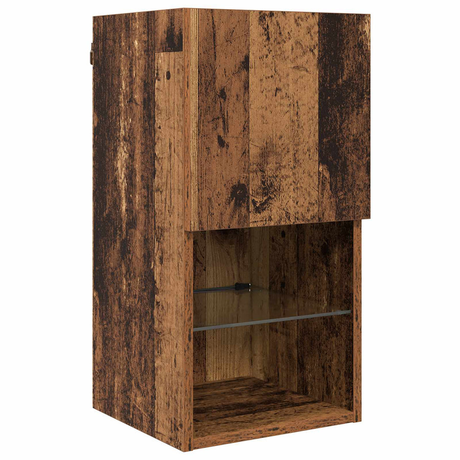 TV-wandmeubel met LED-striplichten 6 pcs Oud Hout Bewerkt hout