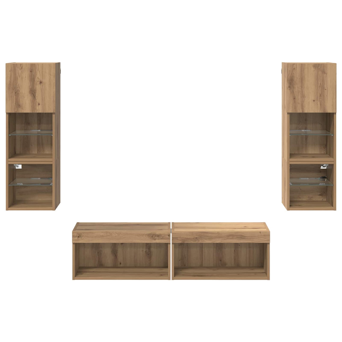 ` met LED-striplichten 6 pcs Artisan Eiken Bewerkt hout
