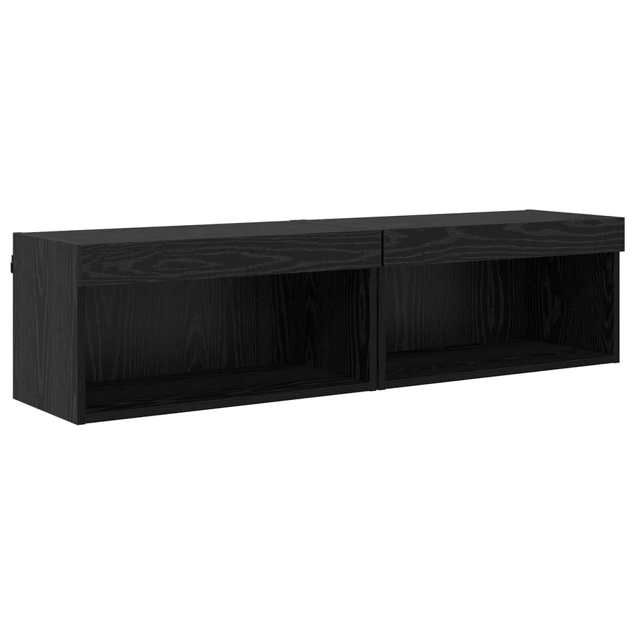 TV-wandmeubel Wandgemonteerd 6 pcs Zwart Eiken Bewerkt hout