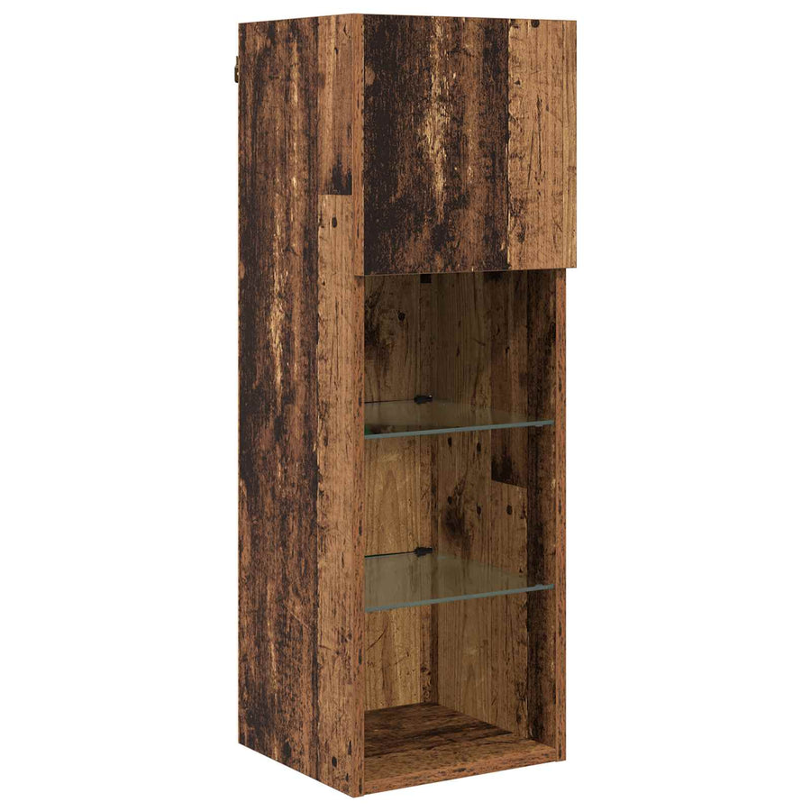 TV-wandmeubel met LED-striplichten 6 pcs Oud Hout Bewerkt hout