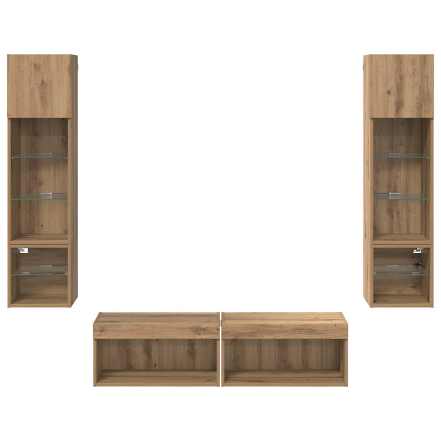 TV-wandmeubel Wandgemonteerd 6 pcs Artisan Eiken Bewerkt hout