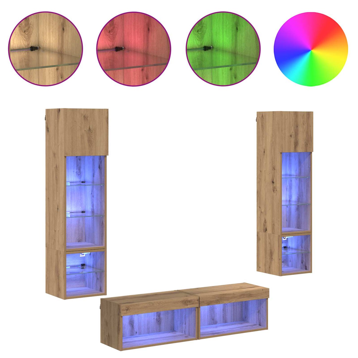 TV-wandmeubel Wandgemonteerd 6 pcs Artisan Eiken Bewerkt hout