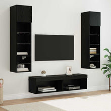 TV-wandmeubel Wandgemonteerd 6 pcs Zwart Eiken Bewerkt hout
