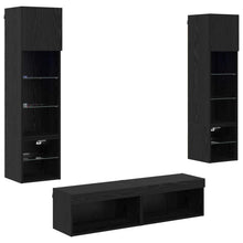 TV-wandmeubel Wandgemonteerd 6 pcs Zwart Eiken Bewerkt hout