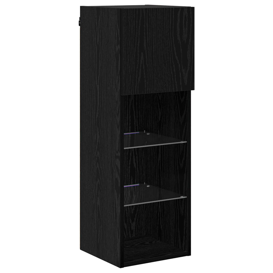 TV-wandmeubel Wandgemonteerd 6 pcs Zwart Eiken Bewerkt hout