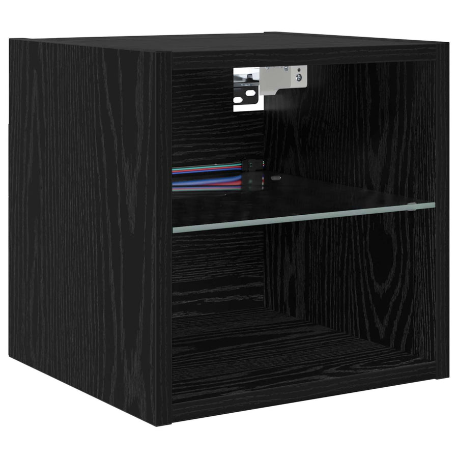 TV-wandmeubel Wandgemonteerd 6 pcs Zwart Eiken Bewerkt hout