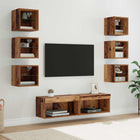 TV cabinet with LED strip lights with drawer 8 pcs Old Wood Glass