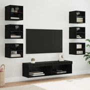 Wandkast 30x28.5x30 cm zwart eiken met LED