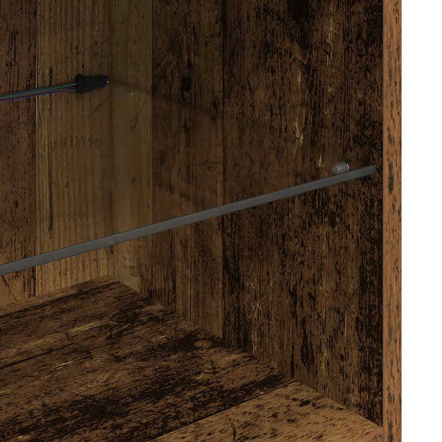 TV Wandmeubels met LED-striplichten 4 pcs Oudhout Bewerkt hout