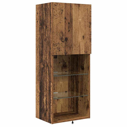 TV Wandmeubels met LED-striplichten 4 pcs Oudhout Bewerkt hout