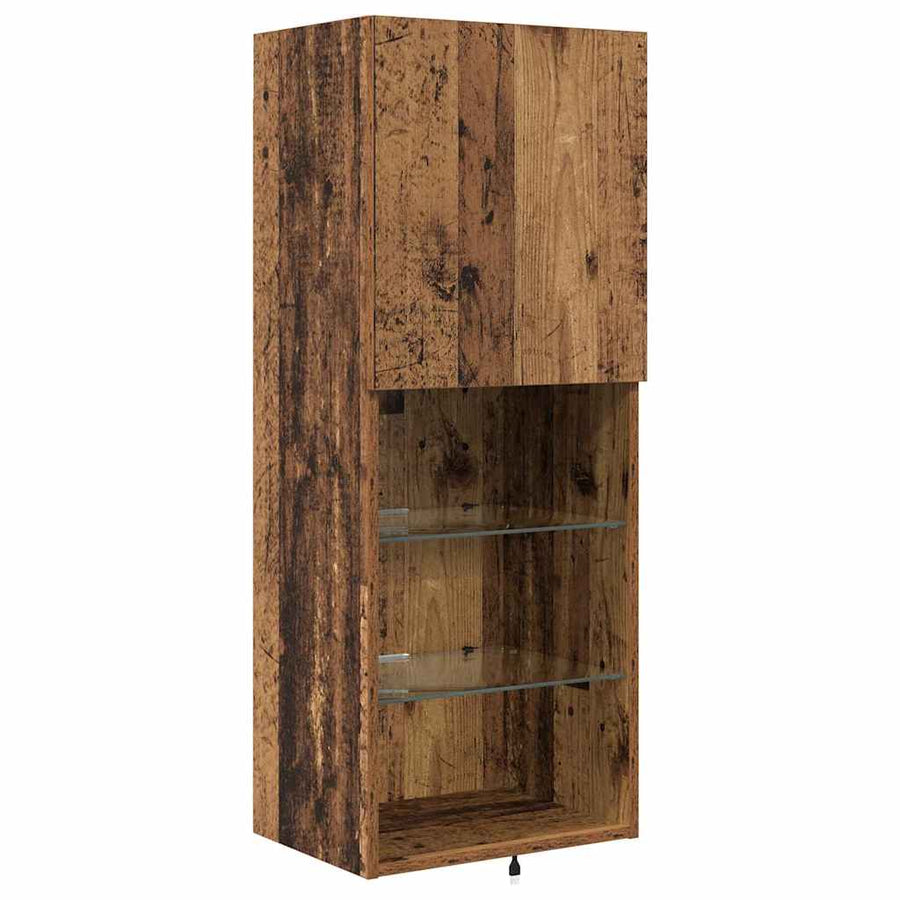 TV Wandmeubels met LED-striplichten 4 pcs Oudhout Bewerkt hout