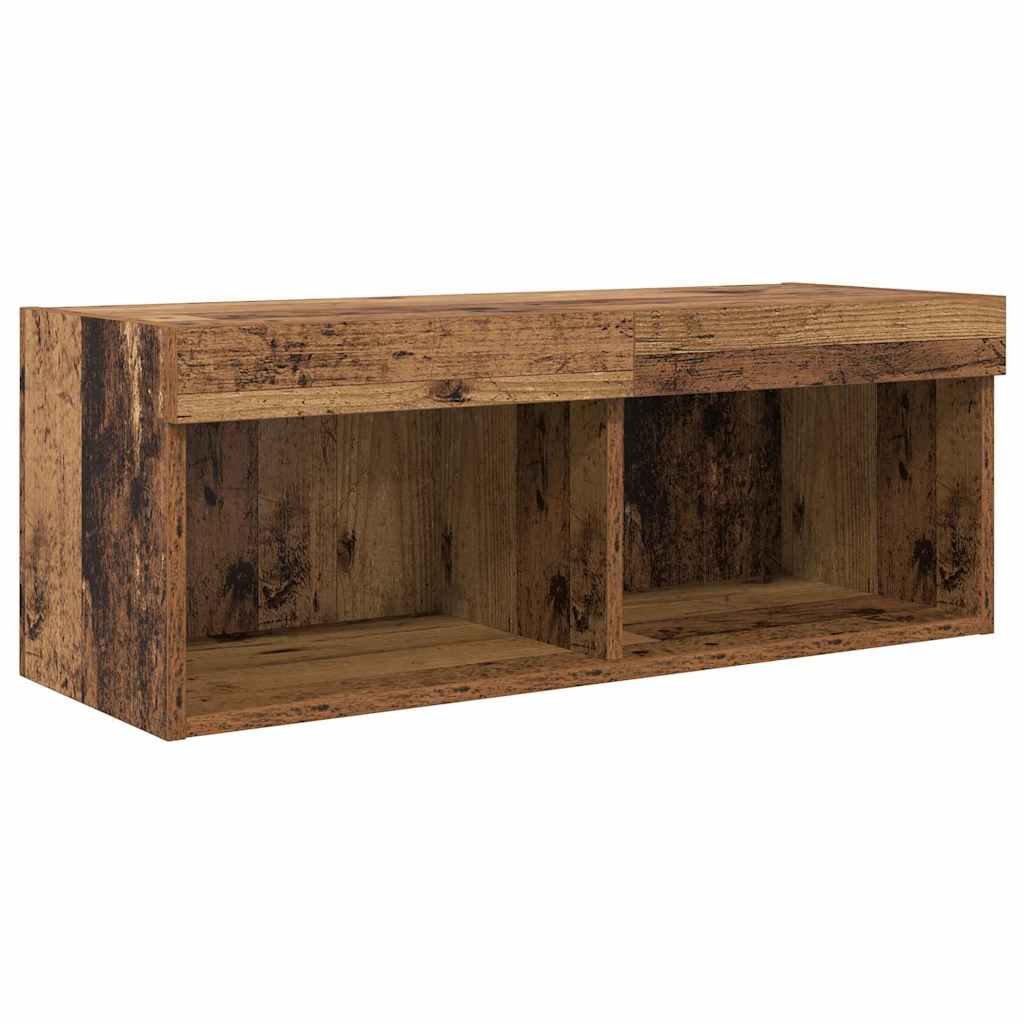 TV Wandmeubels met LED-striplichten 4 pcs Oudhout Bewerkt hout
