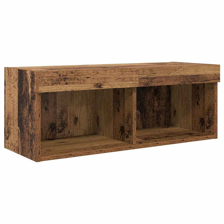 TV Wandmeubels met LED-striplichten 4 pcs Oudhout Bewerkt hout