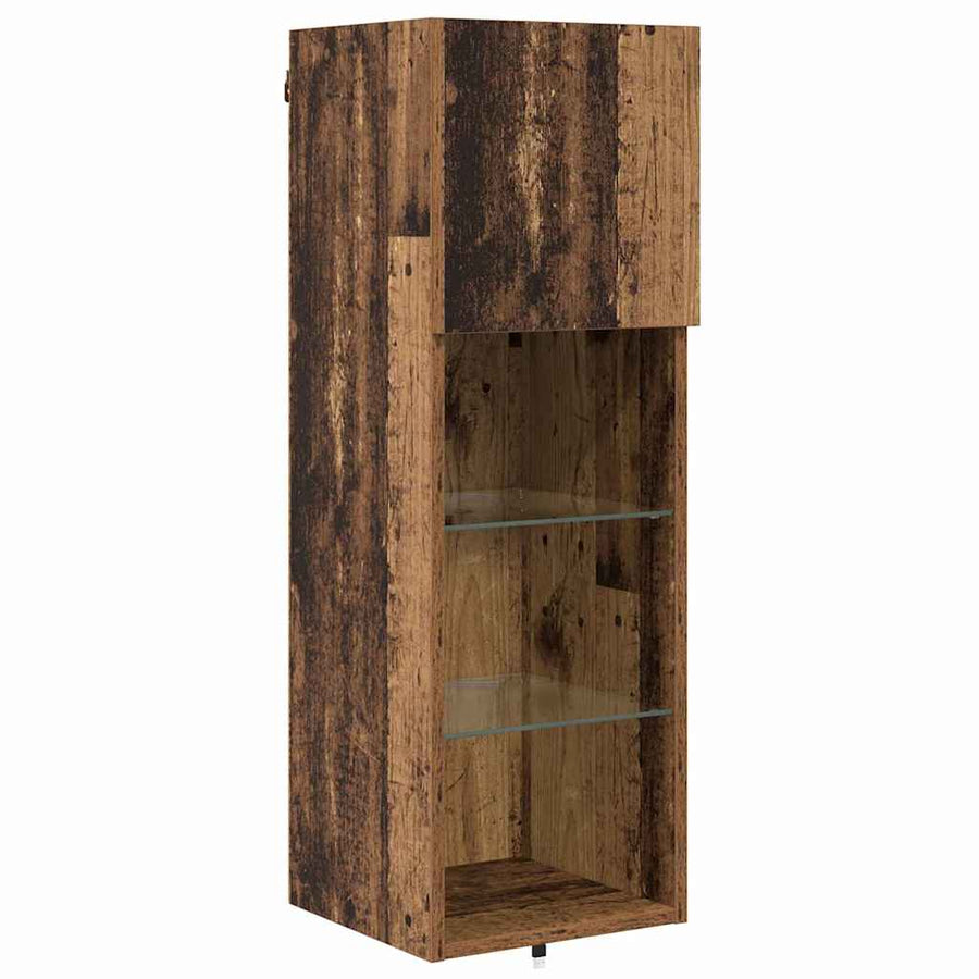 TV Wandmeubels met LED-striplichten 4 pcs Oudhout Bewerkt hout