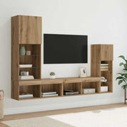 TV wandmeubel 4-delig Artisan Eiken bewerkt hout