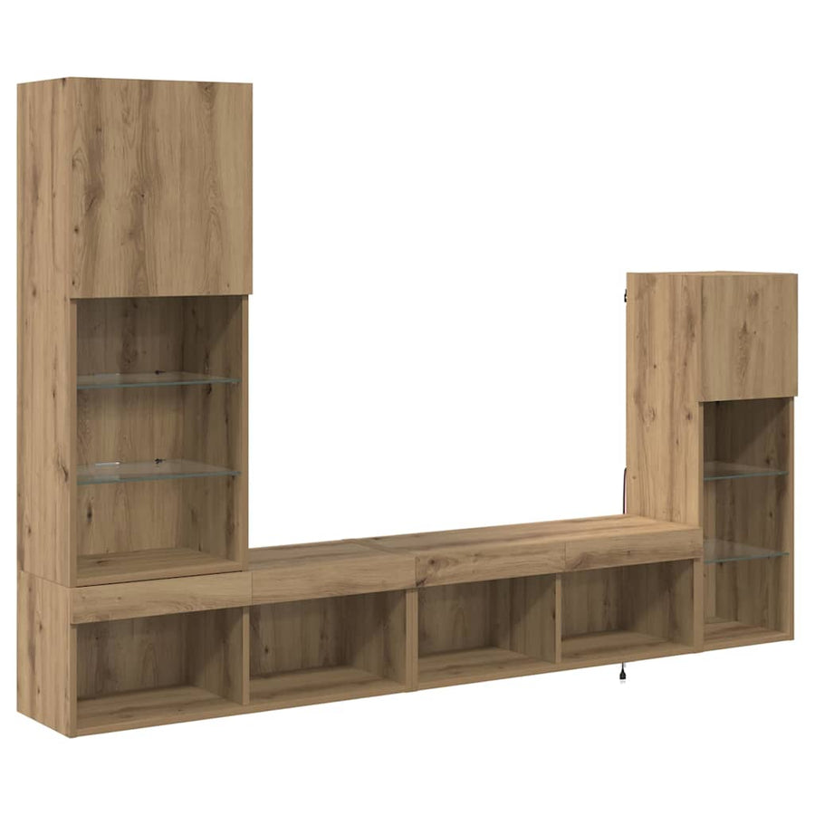 TV Wandmeubels Wandgemonteerd 4 pcs Artisan Eiken Bewerkt hout