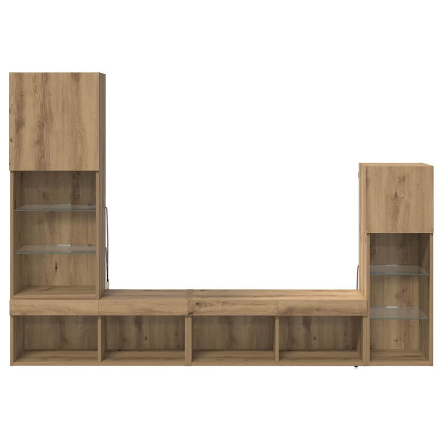 TV Wandmeubels Wandgemonteerd 4 pcs Artisan Eiken Bewerkt hout